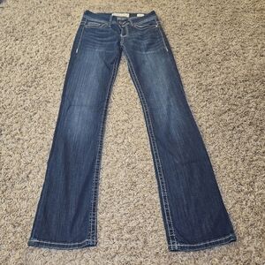 BKE Denim Culture Jeans Womens Size 26 x 33 1/2 Blue Stretch Bootcut Pocket